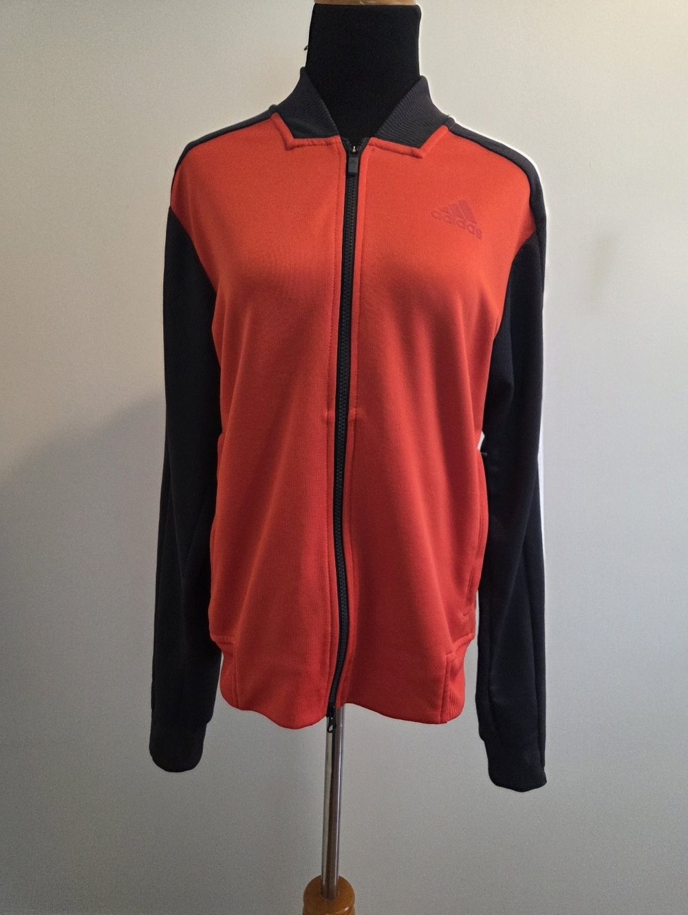 Adidas Men's Athletic  Red and Black Full-Zip Track Bomber Jacket Size S